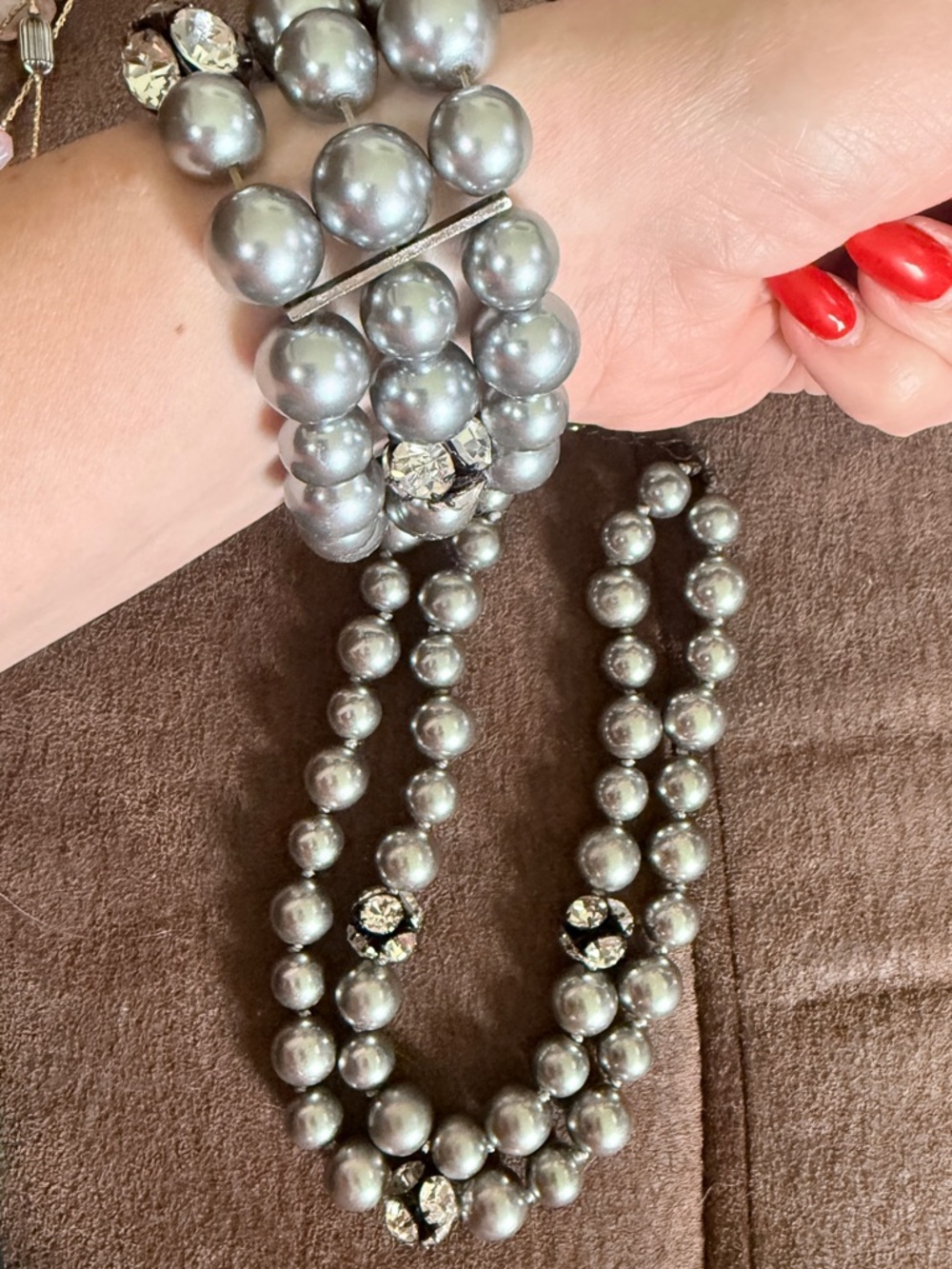 Classic Silver Pearl Multi-Strand Necklace and bracelet set by limited